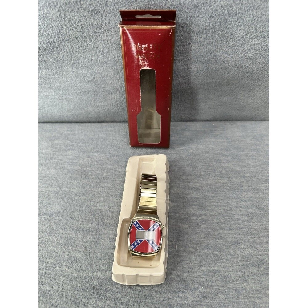 Vintage 1970s Gold Tone Dukles of Hazzard Advertising Digital Quartz Wristwatch